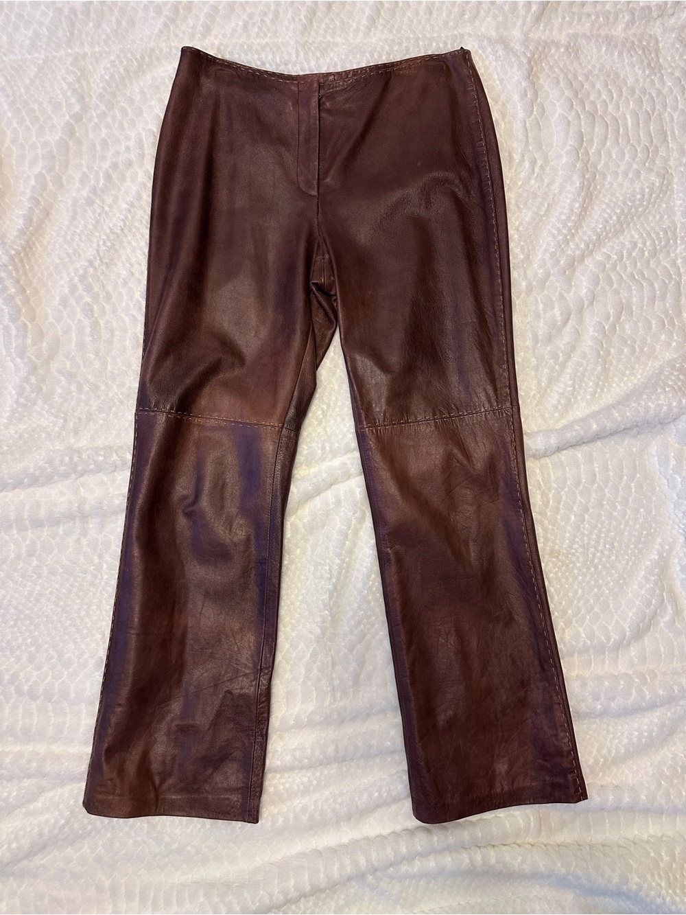INC International Concepts Women's Brown Vintage Genuine Leather Boot Cut Pants